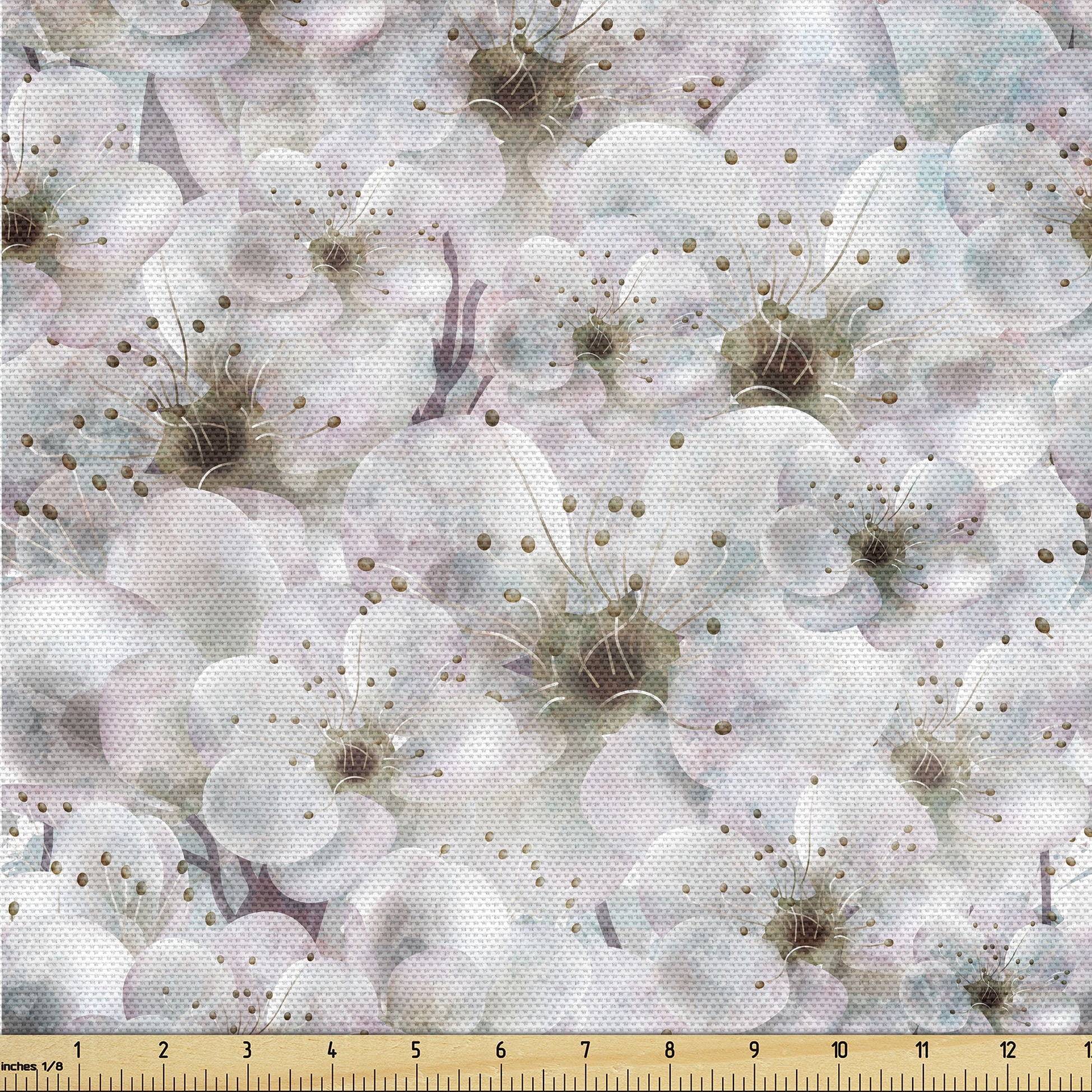 Ambesonne Spring Fabric by the Yard Upholstery, Fruit Tree Romantic