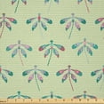 thumbnail image 1 of Ambesonne Spring Fabric by the Yard Microfiber, Folk Art Style Dragonflies, 1 Yard, Pale Fuchsia Grey Pink, 1 of 2