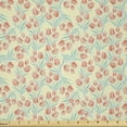 thumbnail image 1 of Ambesonne Spring Fabric by the Yard Microfiber, Seasonal Tulips Pattern, 3 Yards, Ivory Coral and Green, 1 of 2