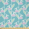 thumbnail image 1 of Ambesonne Spring Fabric by the Yard Microfiber, Snowdrop Flowers and Leaves, 1 Yard, Mint Green Pale Sky Blue, 1 of 2