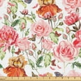 thumbnail image 1 of Ambesonne Spring Fabric by the Yard Upholstery, Pony Iris Rose Butterfly, 3 Yards, Dark Peach and Soft Pink, 1 of 1