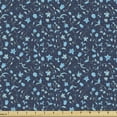 thumbnail image 1 of Ambesonne Spring Fabric by the Yard Upholstery, Botanical Petals Leaves Art, 2 Yards, Slate Blue and Aqua, 1 of 5