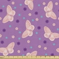 thumbnail image 1 of Ambesonne Spring Fabric by the Yard Upholstery, Butterflies Small Flowers, 5 Yards, Pale Purple and Cadet Blue, 1 of 1