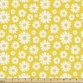 thumbnail image 1 of Ambesonne Spring Fabric by the Yard Upholstery, Daisy Romance on Yellow Art, 2 Yards, Yellow White, 1 of 5