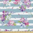 thumbnail image 1 of Ambesonne Spring Fabric by the Yard Upholstery, Flowers Botanical Lines Art, 2 Yards, Pale Blue Grey and Soft Pink, 1 of 5