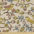 thumbnail image 1 of Ambesonne Spring Fabric by the Yard Upholstery, Perching Birds Tree Branches, 1 Yard, Multicolor, 1 of 4