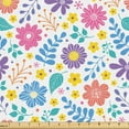 thumbnail image 1 of Ambesonne Spring Fabric by the Yard Upholstery, Scattered Flowers Leaves Art, 5 Yards, Pink Yellow Lavender, 1 of 1