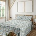 thumbnail image 1 of Ambesonne Spring Fitted & Flat Sheet with Sham 3 Pcs Set, Blooming Pastel Branches Art, Twin, Soft Blue Fawn Peach, 1 of 5