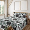 thumbnail image 1 of Ambesonne Spring Fitted & Flat Sheet with Shams 4 Pcs Set, Flowers Flora Scene Pattern, Full, Reseda Green Grey and White, 1 of 5