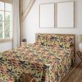thumbnail image 1 of Ambesonne Spring Fitted & Flat Sheet with Shams 4 Pcs Set, Flowers Garden Simplistic, Queen, Dark Indigo and Salmon, 1 of 1