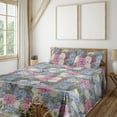 thumbnail image 1 of Ambesonne Spring Fitted & Flat Sheet with Shams 4 Pcs Set, Hydrangea Colorful Flowers, Calking, Mauve Taupe Ceil Blue, 1 of 1