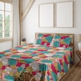 thumbnail image 1 of Ambesonne Spring Fitted & Flat Sheet with Shams 4 Pcs Set, Roses Leaves Hot Colors Art, Queen, Hot Pink and Dark Seafoam, 1 of 5