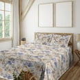 thumbnail image 1 of Ambesonne Spring Fitted & Flat Sheet with Shams 4 Pcs Set, Sketchy Abstract Flora Art, King, Blue Violet and Pale Peach, 1 of 1