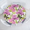 thumbnail image 1 of Ambesonne Spring Fitted Round Tablecloth, Butterflies Iris Rose Flower, 45"- 56" Diameter, Avocado Green Pale Purple, 1 of 1
