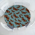 thumbnail image 1 of Ambesonne Spring Fitted Round Tablecloth, Butterfly Vintage Abstract, 40"- 44" Diameter, Burnt Orange and Pale Teal, 1 of 5