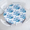 thumbnail image 1 of Ambesonne Spring Fitted Round Tablecloth, Flowers Bluish Pattern Plot, 36"- 40" Diameter, Sky Blue White and Mustard, 1 of 5