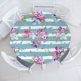 thumbnail image 1 of Ambesonne Spring Fitted Round Tablecloth, Flowers Botanical Lines Art, 36"- 40" Diameter, Pale Blue Grey and Soft Pink, 1 of 1