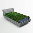 thumbnail image 1 of Ambesonne Spring Fitted Sheet, Beaming Sun and Bluebell, Twin XL Size, Green Lavender, 1 of 2