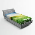 thumbnail image 1 of Ambesonne Spring Fitted Sheet, Dandelion Flower Field, Twin Size, Lime Green Blue, 1 of 2