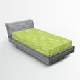 thumbnail image 1 of Ambesonne Spring Fitted Sheet, Ecology Garden Leaves, Twin Size, Apple Green White, 1 of 2