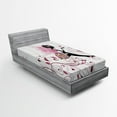 thumbnail image 1 of Ambesonne Spring Fitted Sheet, Flower Butterflies, Twin Size, Maroon Black Pink, 1 of 2