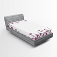 thumbnail image 1 of Ambesonne Spring Fitted Sheet, Fuchsia Tones Branches Look, Twin Size, Taupe Grey Magenta White, 1 of 2