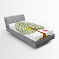 thumbnail image 1 of Ambesonne Spring Fitted Sheet, Heart Shape Tree Blossom, Twin XL Size, Pink Green Brown, 1 of 3