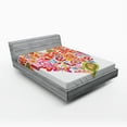 thumbnail image 1 of Ambesonne Spring Fitted Sheet, Hippie Floral Heart Sign, Queen Size, Multicolor, 1 of 2
