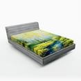 thumbnail image 1 of Ambesonne Spring Fitted Sheet, Pastoral Forest Woods, Full Size, Green Blue, 1 of 2