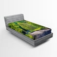 thumbnail image 1 of Ambesonne Spring Fitted Sheet, Path in Forest by Lake, Twin Size, Lime Green Grey, 1 of 3