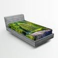 thumbnail image 1 of Ambesonne Spring Fitted Sheet, Path in Forest by Lake, Twin XL Size, Lime Green Grey, 1 of 3