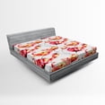 thumbnail image 1 of Ambesonne Spring Fitted Sheet, Poppy Tulip Flora, Queen Size, Red White Orange, 1 of 2