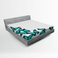 thumbnail image 1 of Ambesonne Spring Fitted Sheet, Sunny Butterflies Morphs, Full Size, Black Turquoise, 1 of 2