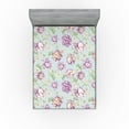 thumbnail image 1 of Ambesonne Spring Fitted Sheet, Watercolor Repeating Flora, California King, Pale Eggplant Green, 1 of 5