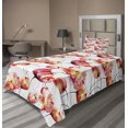 thumbnail image 1 of Ambesonne Spring Fitted & Top Sheet Set with Sham, Poppy Tulip Flora, Red White Orange, 1 of 4