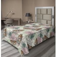 thumbnail image 1 of Ambesonne Spring Flat Bedding Sheet Soft Top Sheet, Butterfly Flower Botanical, Twin, Pale Green Rose and Pink, 1 of 1