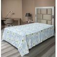 thumbnail image 1 of Ambesonne Spring Flat Bedding Sheet Soft Top Sheet, Doodle Style White Flowers, Twin XL, Pale Cadet Blue Mustard, 1 of 1