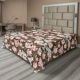 thumbnail image 1 of Ambesonne Spring Flat Bedding Sheet Soft Top Sheet, Magnolia Branches Dragonfly, Queen, Coral Dark Peach and Pink, 1 of 1