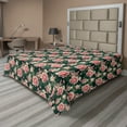 thumbnail image 1 of Ambesonne Spring Flat Bedding Sheet Soft Top Sheet, Roses of Garden Romantic, Queen, Hunter Green Pale Pink, 1 of 1