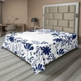 thumbnail image 1 of Ambesonne Spring Flat Sheet, Botanic Flowers Leaves, Queen Size, Indigo White, 1 of 1