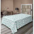 thumbnail image 1 of Ambesonne Spring Flat Sheet, Pattern with Flower Stem, Twin Size, Pale Blue Teal White, 1 of 1