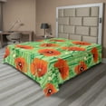 thumbnail image 1 of Ambesonne Spring Flat Sheet, Poppy Flowers Field, California King, Fern Green Scarlet, 1 of 1