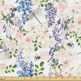 thumbnail image 1 of Ambesonne Spring Floral Fabric by the Yard Upholstery, Wisteria Flowers Plot, 5 Yards, Green Pale Pink and White, 1 of 5