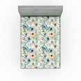 thumbnail image 1 of Ambesonne Spring Floral Fitted Sheet, Romantic Garden Bloom, California King, Seafoam Peach White, 1 of 5