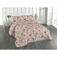 thumbnail image 1 of Ambesonne Spring Floral Quilted Bedspread Set 3 Pcs, Romantic Asian Daisy, Queen, Dark Lavender Cream Lilac, 1 of 4