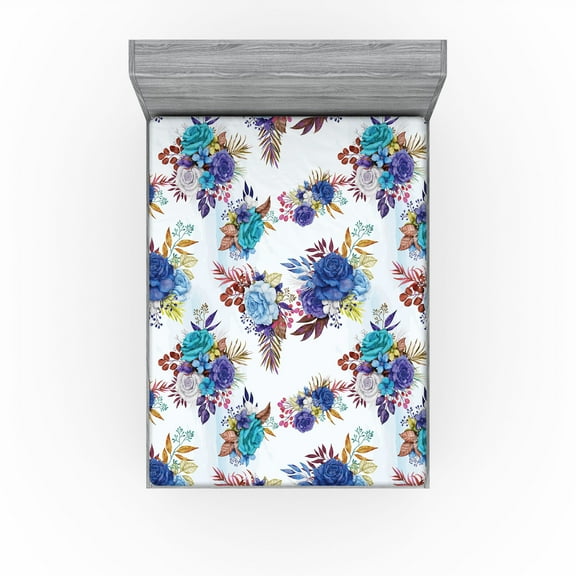 Ambesonne Spring Flowers Fitted Sheet, Delicate Floral Art, California King, Ivory Multicolor