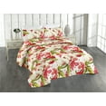 thumbnail image 1 of Ambesonne Spring Garden Quilted Bedspread Set 3 Pcs, Orchids Pomegranates, Queen, Dark Pink Reseda Green, 1 of 4