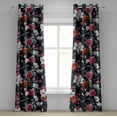 thumbnail image 1 of Ambesonne Spring Grommet Curtain, Chrysanthemum Magnolia Plot, 50"x96", Raspberry and Petrol Blue, 1 of 1