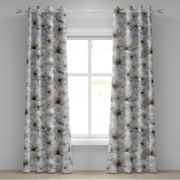 Ambesonne Spring Grommet Curtain, Fruit Tree Romantic Garden, 50"x96", Coconut Pearl and Dark Tan