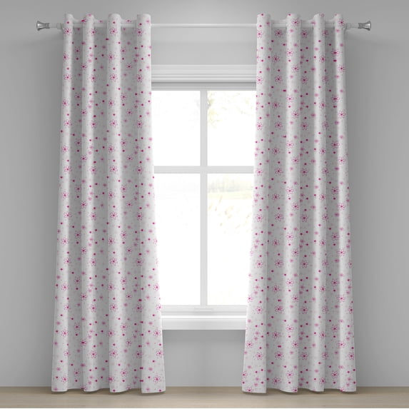 Ambesonne Spring Grommet Curtain, Pattern with Flowers, 50" x 96", Magenta Fuchsia White